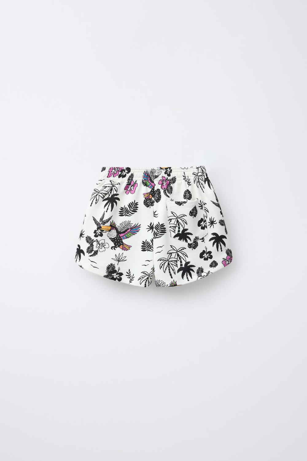 ZARA ШОРТЫ С ПРИНТОМ «ПАЛЬМЫ», ЧЕРНЫЙ