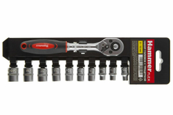 Набор головок с трещоткой Hammer Flex 601-055  1/4", 11шт. 5-5.5-6-7-8-9-10-11-12-13mm