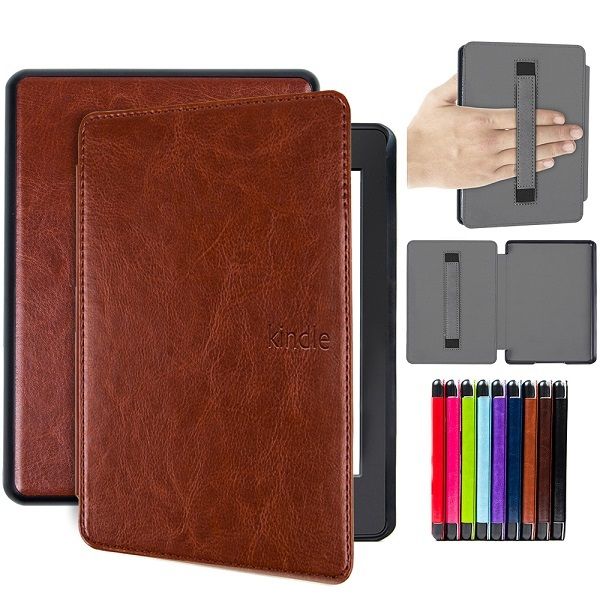 Магнитный кожаный чехол для Amazon Kindle Paperwhite 2018 (4th gen) Коричневый