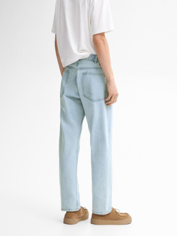 Massimo Dutti Джинсы прямого кроя из ткани с эффектом потертости — Studio, голубой