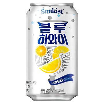 Газированный напиток Sunkist Blue Hawaii Low Calorie со вкусом апельсина, лимона и грейпфрута, 340 мл (Корея)