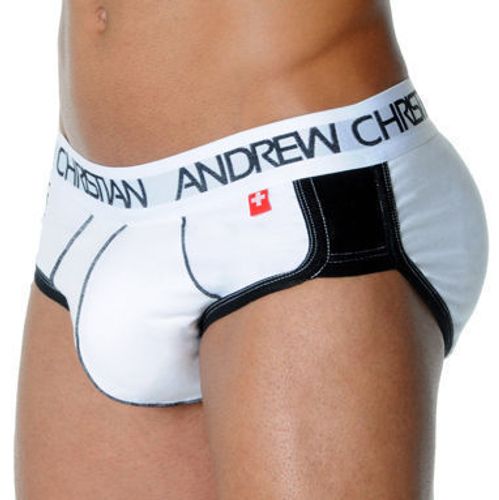 Мужские трусы брифы с задним пуш ап Andrew Christian Active Shape  White Brief AC54