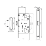 Корпус врезного замка c защёлкой PLASTLP85-50 ВL черный