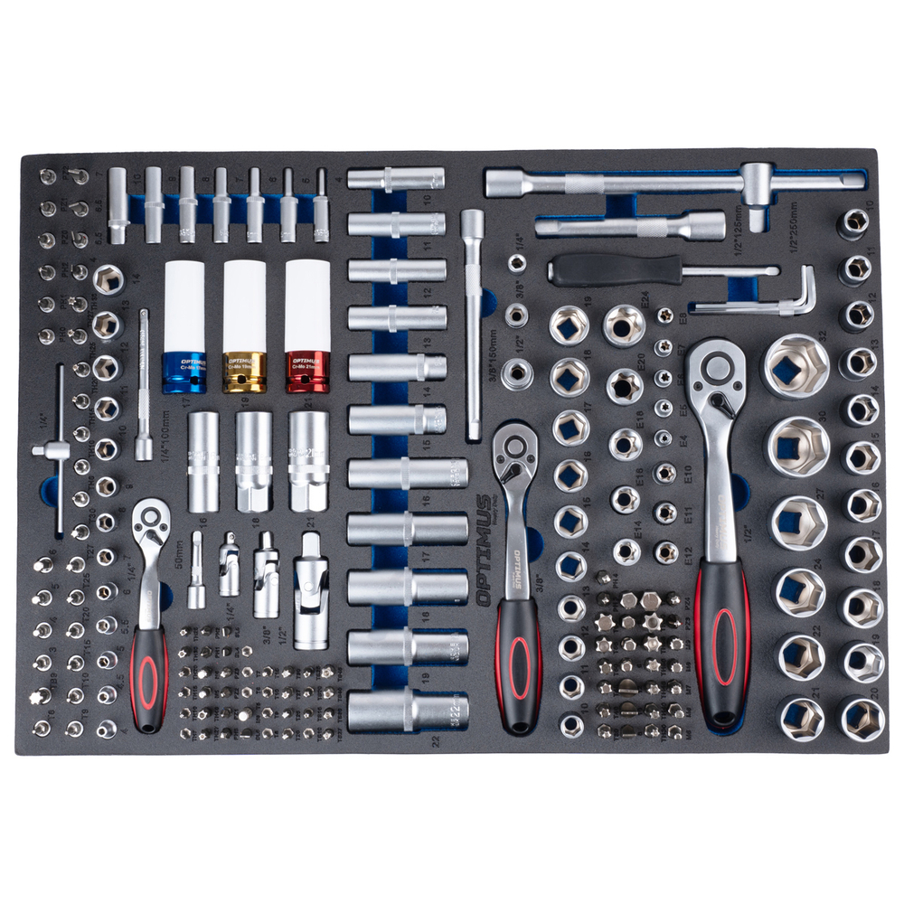 OPT-717M Тележка инструментальная, 7 полок с набором инструментов, металлическая столешница