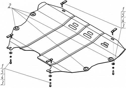 Усиленная защита Motodor картера двигателя, кпп. 2 мм, сталь. для Ford Mondeo 2015-2019 арт.00755