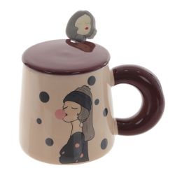 GAEM Кружка с крышкой и ложкой, 400 мл, L13,5 W9,5 H9,5 см, 4в.