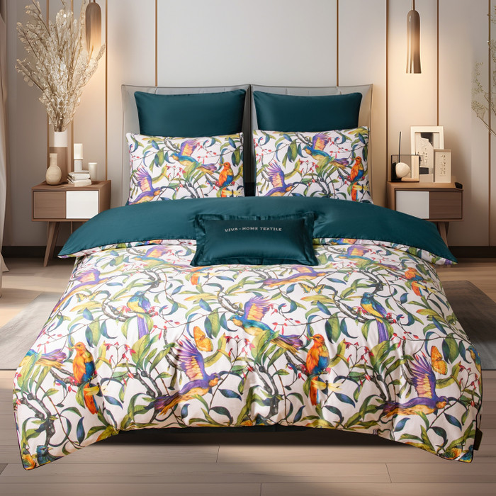 Комплект постельного белья на резинке Сатин Премиум «Средиземный сад»