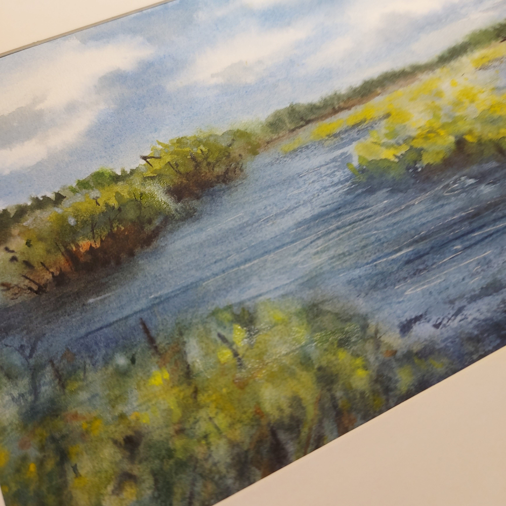 Картина акварельная авторская в паспарту 30х40 см на стену для интерьера "По окуни"