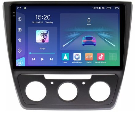 Магнитола для Skoda Yeti 2009-2018 (кондиционер) - Parafar PF994T2LUX1U2K на Android 13, QLED+2K, ТОП процессор, 8Гб+128Гб, CarPlay, 4G SIM-слот