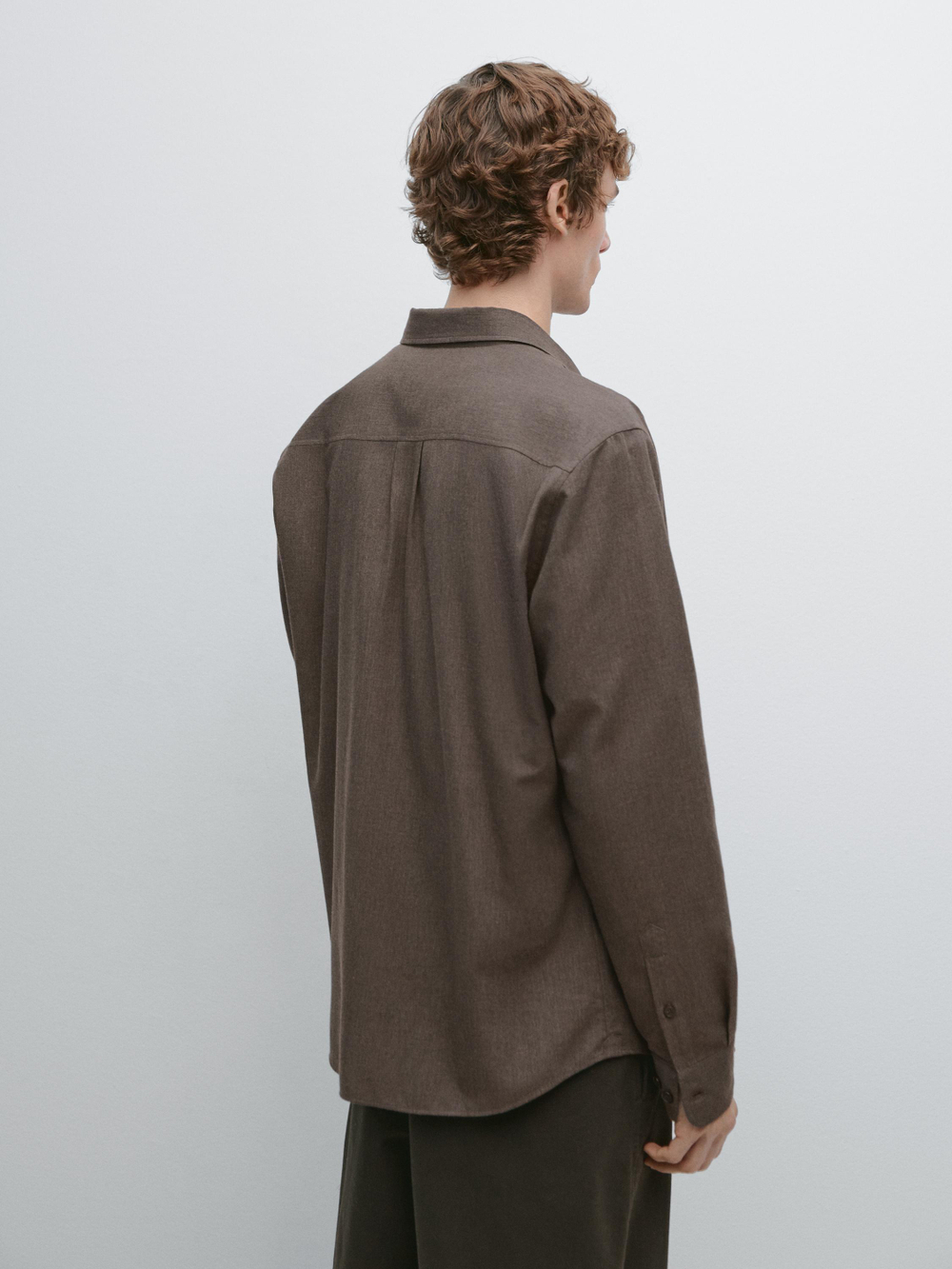 Massimo Dutti Меланжевая рубашка классического кроя, коричневый