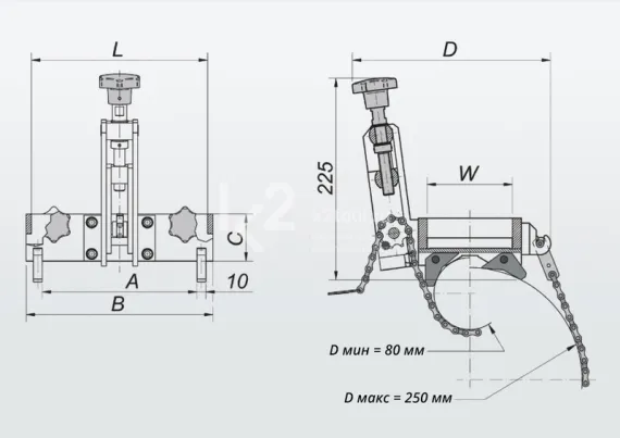 Приспособление для крепления на трубах DMP 0250 (ПКТ-250)