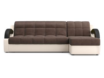 Диван угловой с оттоманкой Мадрид 1,6 - Velutto 23 шоколад/беж кожзам/ коричневая накладка