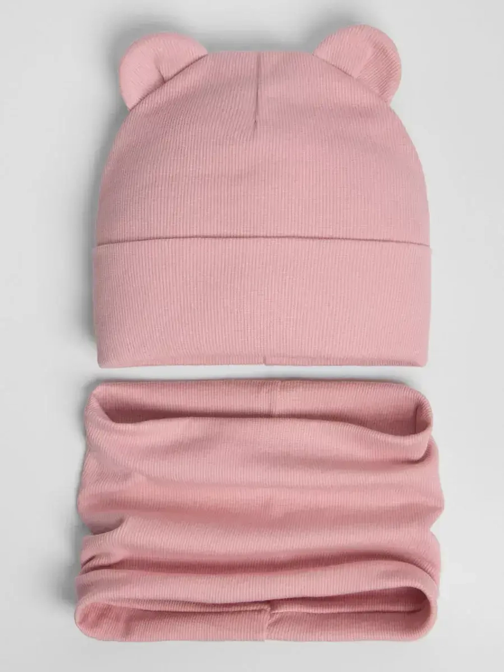 Шапка для девочки осенняя с ушками и снуд