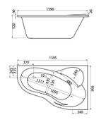 Ванна акриловая асимметричная "Ибица XL" 160х100 правосторонняя белая  Santek