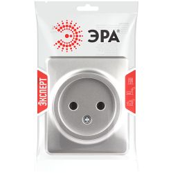 Розетка ЭРА Эксперт 11-2201-03 2P IP20 16A-250В ОУ алюминий | Эра Эксперт