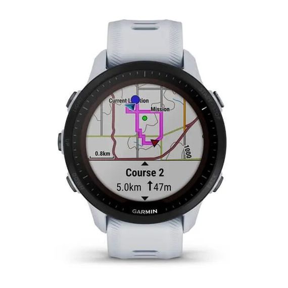 Умные часы Garmin Forerunner 955 Solar с белым ремешком (010-02638-21)