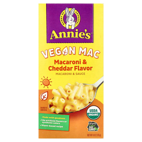 Annie's Homegrown, веганские макароны, макароны с чеддером, 170 г (6 унций)