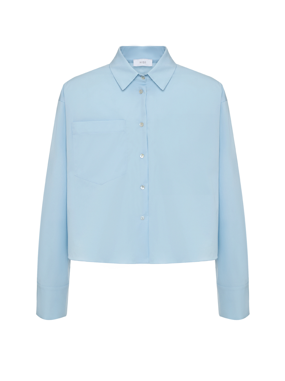 Рубашка укороченная из смесового хлопка голубой