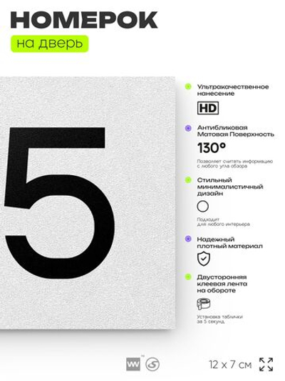 Номер на дверь 915, табличка на дверь для офиса, квартиры, кабинета, аудитории, склада, белая 120х70 мм, Айдентика Технолоджи