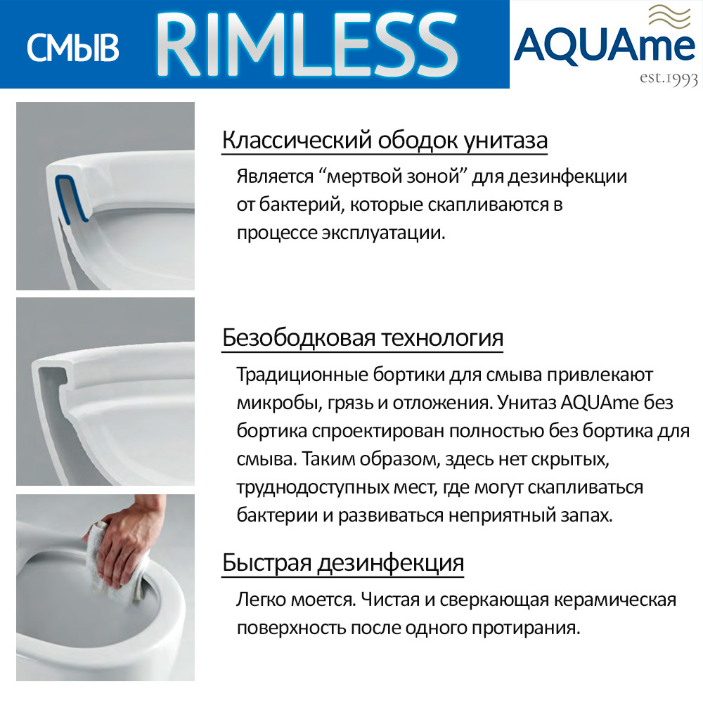 AQM2002MGR Унитаз подвесной с сиденьем SoftClose, технология смыва Rimless, скрыт.крепеж. Цвет серый