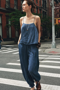 ZARA КОМБИНИРОВАННЫЙ ТОП ИЗ НА БРЕТЕЛЯХ, СИНИЙ