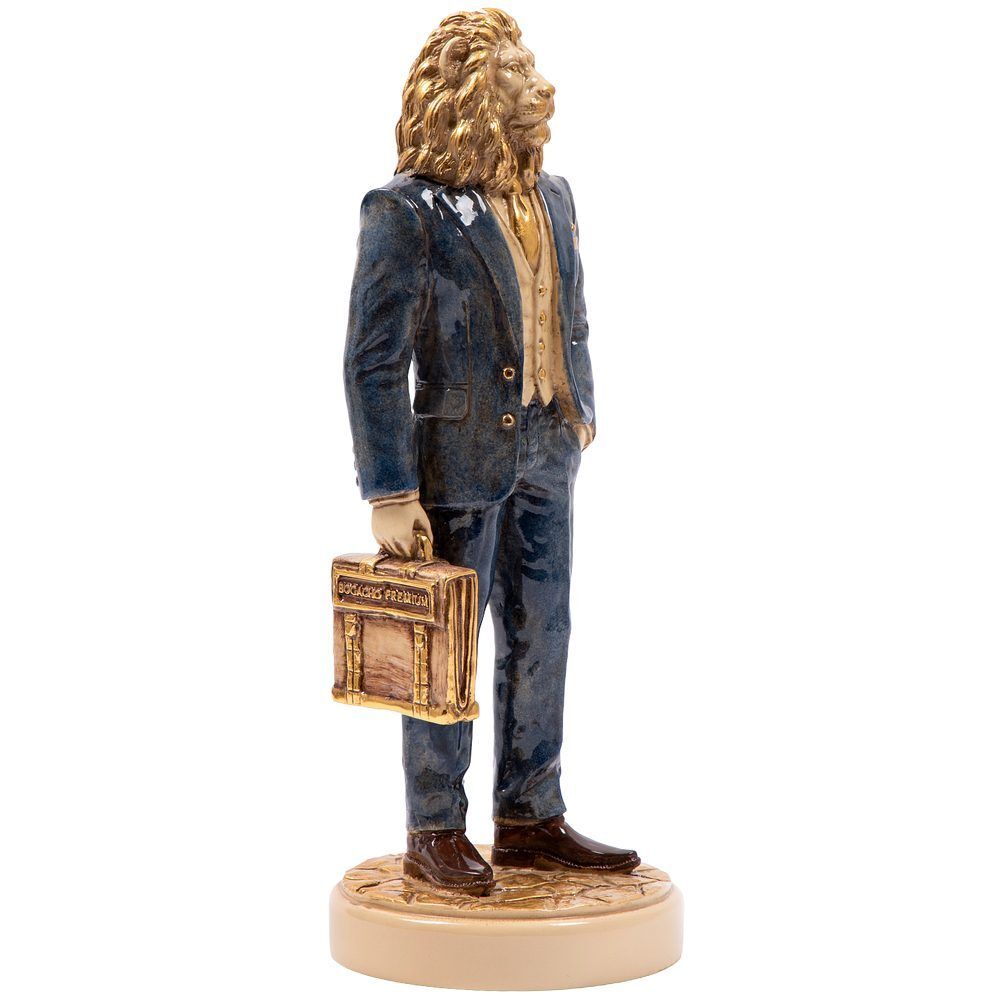 Скульптура Лев Бизнесмен Айвори Синий