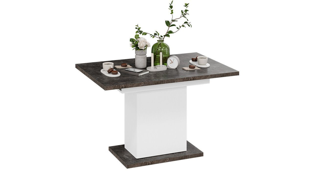 Стол кухонный обеденный раздвижной Белый/Ателье темный 120(163)х80х75 см