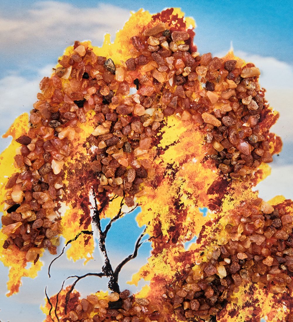 AMB-01/55 Картина «В объятиях леса» (с янтарной крошкой) пласт.рамка 33х42см