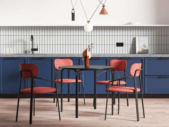 Стул Ror, Round, темно-красный велюр