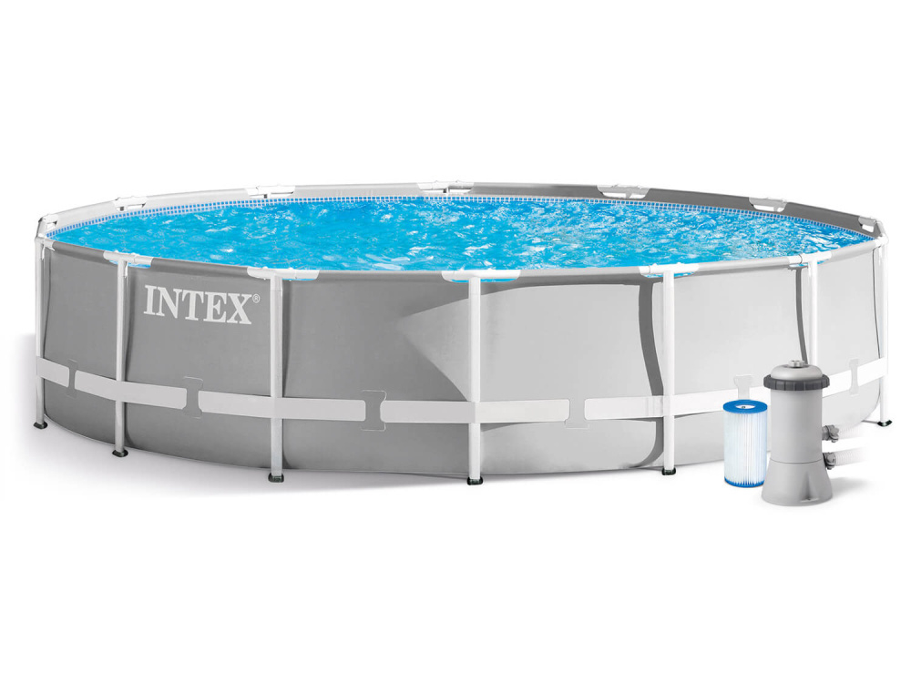 Каркасный бассейн Intex Prism Frame 427x107 см + фильтр-насос 3785 л/ч, лестница, тент, подстилка (26720)