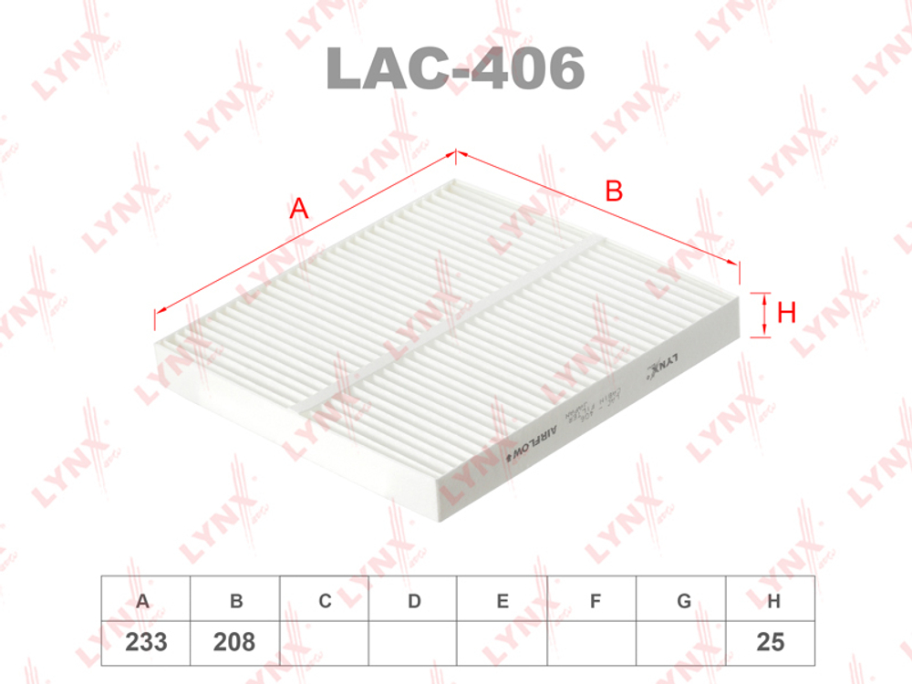 AC-401  LYNX   LAC 406 Фильтр салонный