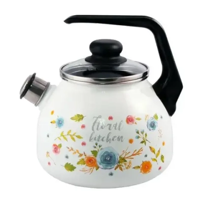 Чайник эмалированный 3,0л со свистком Floral kitchen