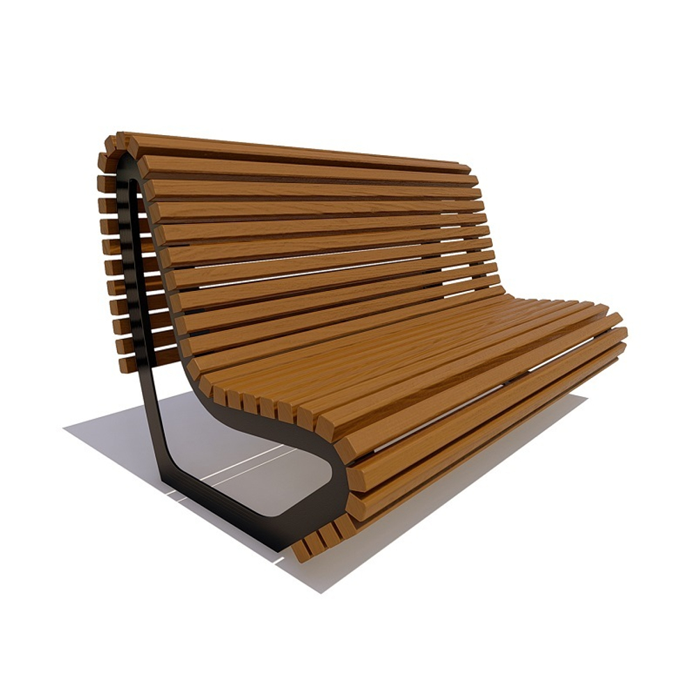 Скамейка стальная "Лондон" лиственница 2,0м, без подлокотников, тик