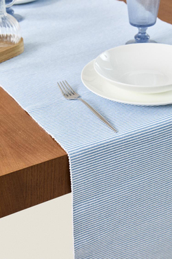 ZARA HOME РЕБРИСТАЯ НАСТОЛЬНАЯ ДОРОЖКА, СИНИЙ