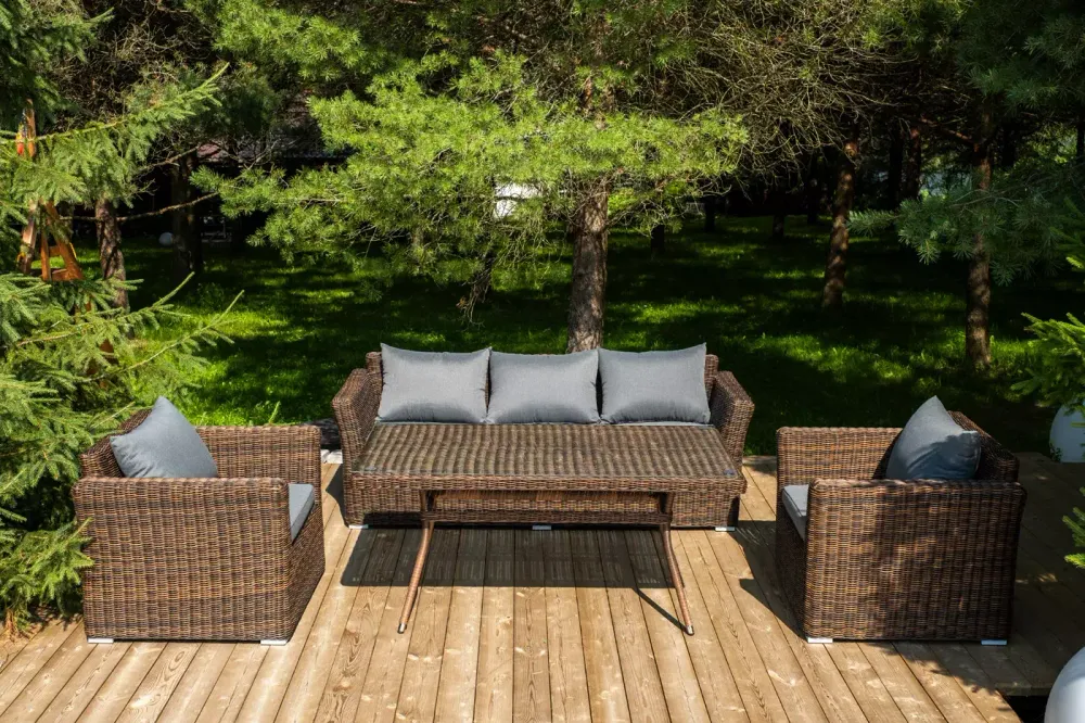 "Моккачино" обеденная группа из искусственного ротанга, цвет коричневый