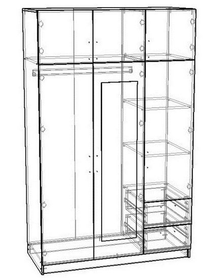 Шкаф КАРДИФФ с зеркалом правый