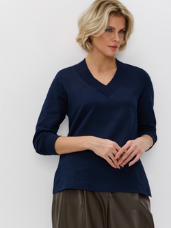 Джемпер с V-вырезом и удлиненной спинкой