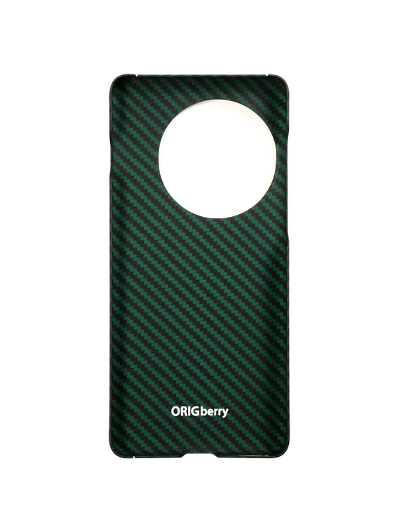 Карбоновый чехол для Oneplus 13 с MagSafe черно-зеленый (Green) в полоску