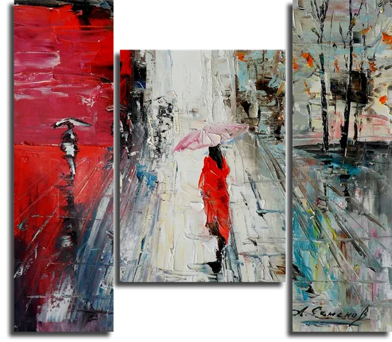 Модульная картина "Под дождём"