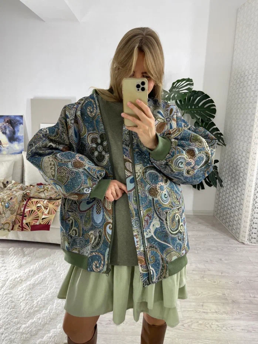 Куртка-бомбер (цвет сине-зеленый)