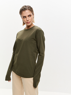 Лонгслив свободного кроя в цвете хаки