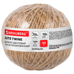 Шпагат джутовый BRAUBERG, 165 м, 1,5 мм, 2-х ниточный, коричневый