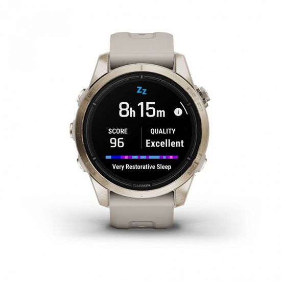 Умные часы Garmin EPIX PRO (Gen 2) Sapphire Edition 42 мм, золотистый корпус со светло-песочным ремешком
