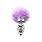 Анальный плаг Alive Fluffy Twist розовый M: 8х3,4 см