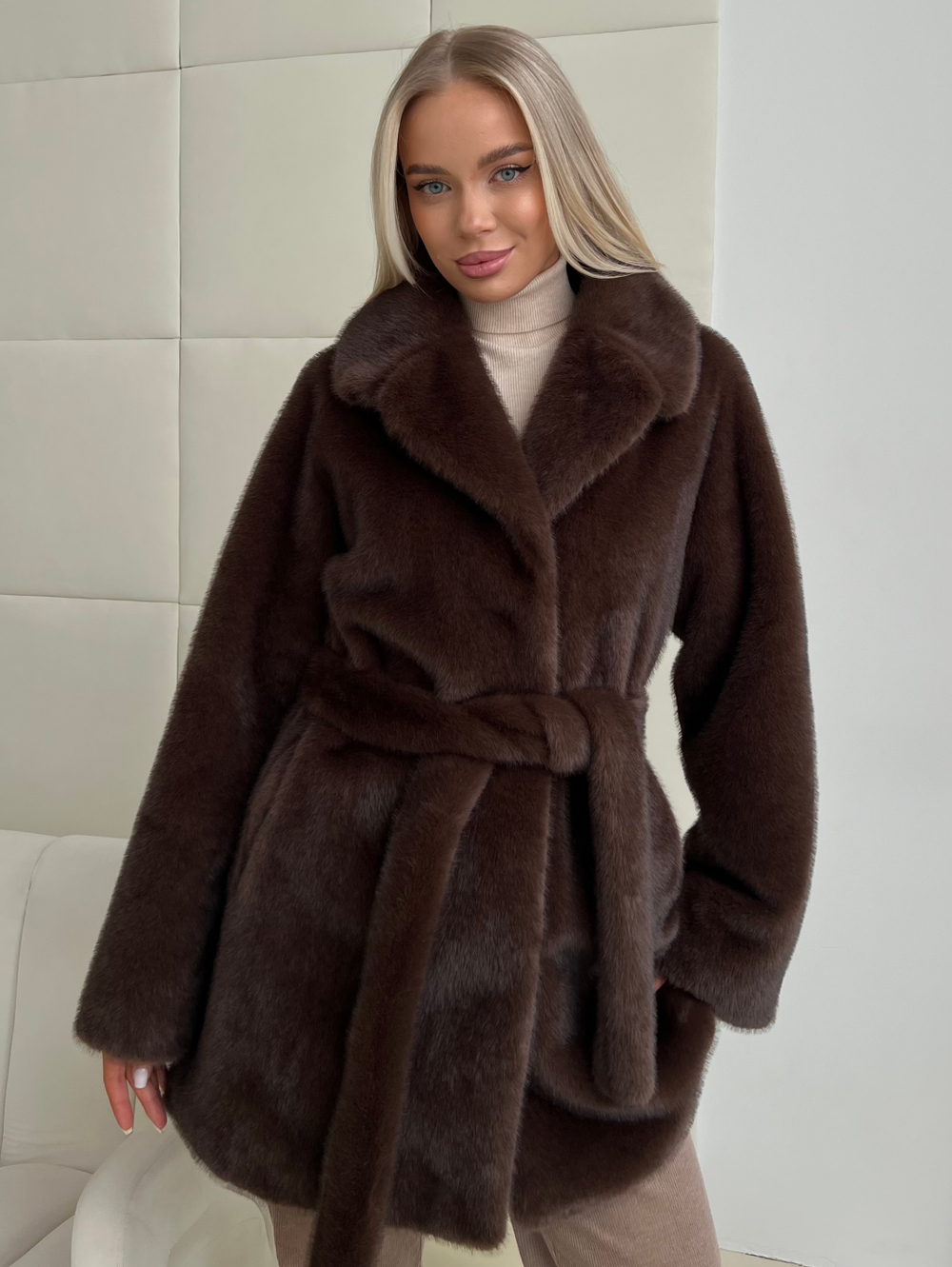Шуба Lux миди горький шоколад