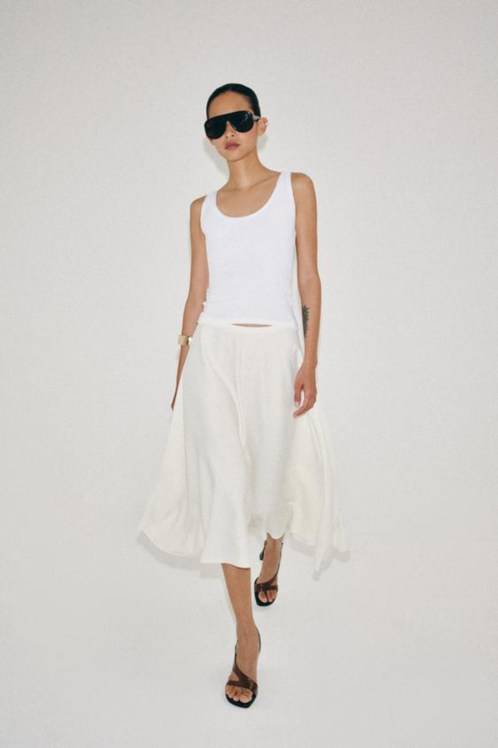 ZARA ЮБКА МИДИ — ZW COLLECTION, ЭКРЮ