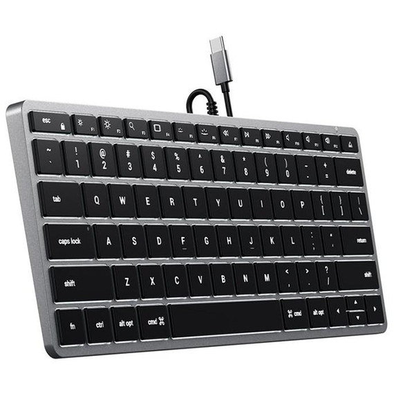 Клавиатура проводная Satechi Slim W1 USB-C Wired Keyboard-RU (ST-UCSW1M-RU), серый