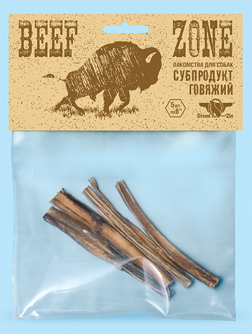 BEEF ZONE: "ПЕНИС  говяжий сушеный" 5 шт в пакете