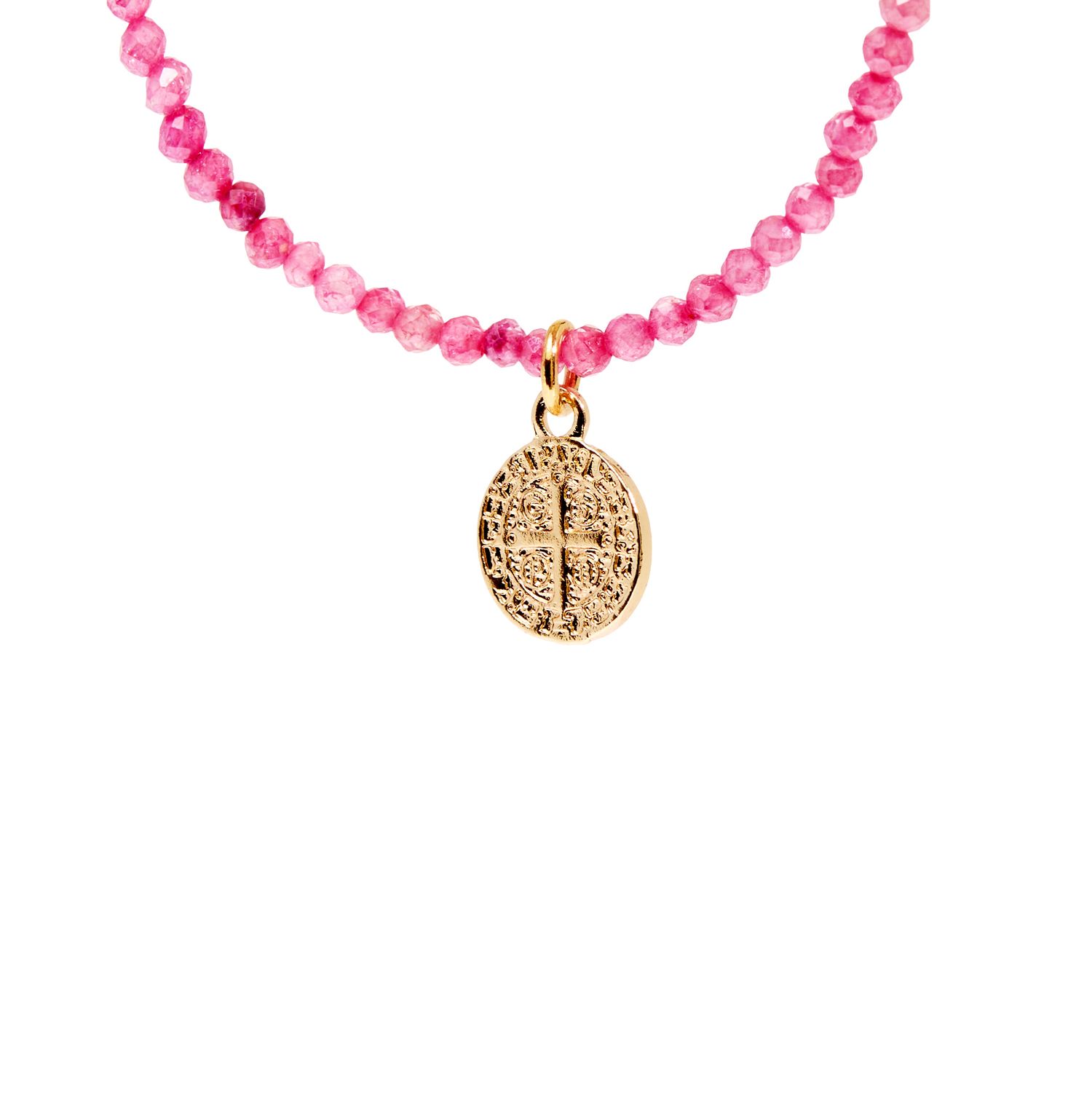 Колье Tiny Coin Necklace - Pink