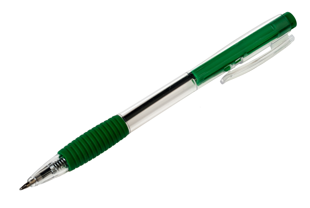 Ручка шариковая DOLCE COSTO автоматическая зеленая 1мм с резиновым упором корпус прозрачный пластиковый с зелеными деталями